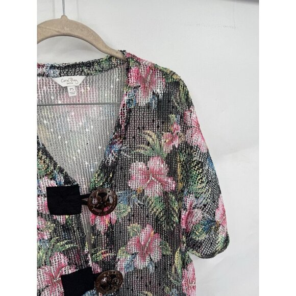 Coral Bay Petites Sheer Floral Too Women Petite Small Colorful Button Front Y2K - Picture 6 of 8